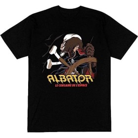 ZHUANG T-Shirt Homme Noir Albator 88 Série Manga Animé Corsaire Pirate Espace Vaisseau Black XXL