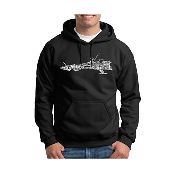 TShirt-People Albator Atlantis Pull à Capuche Homme Harlock Captain Anime - Noir - XXXX-Large