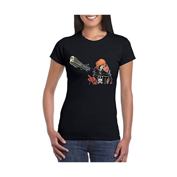 UZ Design Tee Shirt Albator Femme Enfant Harlock Anime Manga T Shirt Dessin Animé Année 80, Femme - S