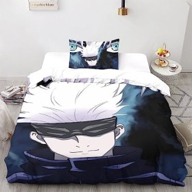 UKALOU Jujutsu Kaisen Housse De Couette Et Taies doreiller en Microfibre Imprimées en Satoru Gojo 3D - Ensemble De Literie C