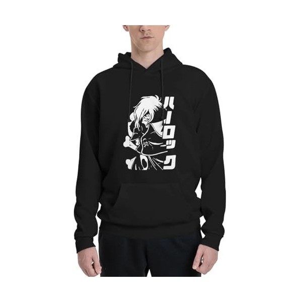 DUCHE Superbe T-shirt en coton doux pour homme, motif pirate, capitaine Harlock, albator, noir, Noir , XXL