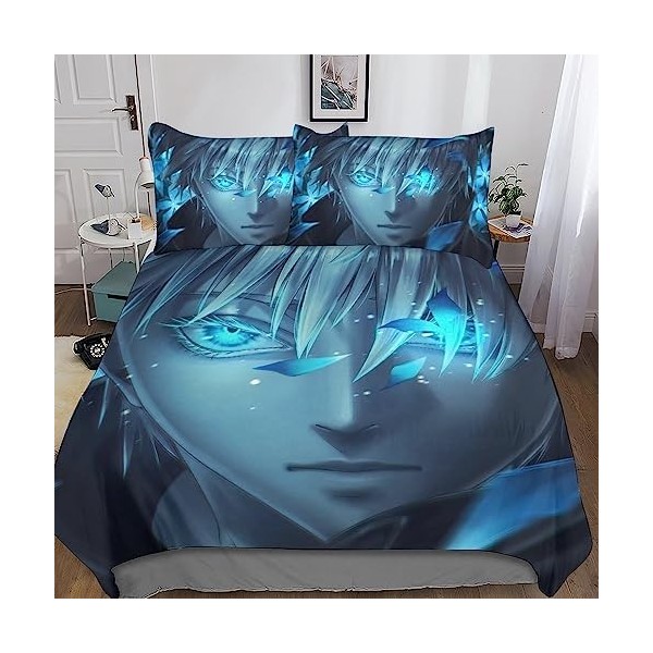 UKALOU Jujutsu Kaisen Housse De Couette Et Taies doreiller en Microfibre Imprimées en Satoru Gojo 3D - Ensemble De Literie C