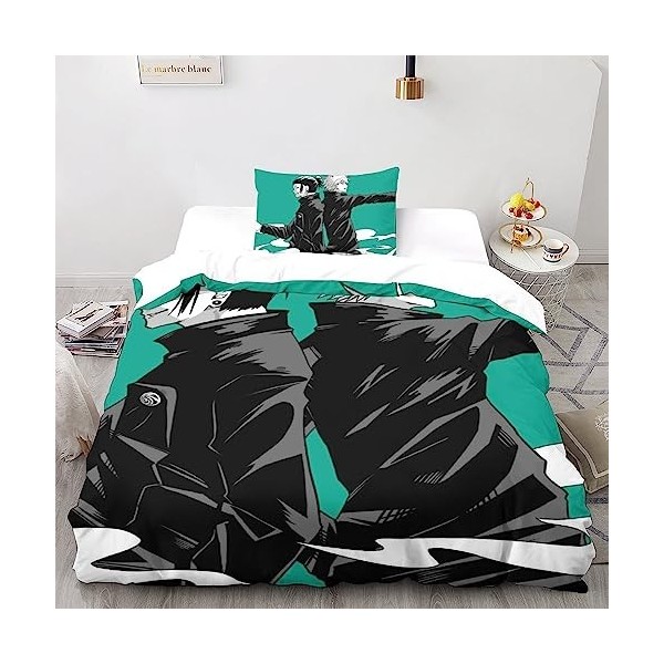 UKALOU Jujutsu Kaisen Housse De Couette Et Taies doreiller en Microfibre Imprimées en Satoru Gojo 3D - Ensemble De Literie C