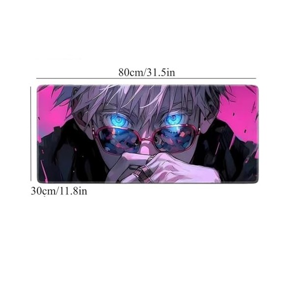 Jujutsu Kaisen Satoru Gojo Anime Tapis de Souris XXL, 800x300mm, Tapis de Souris pour Jeux imperméable et 3mm Base en Caoutch