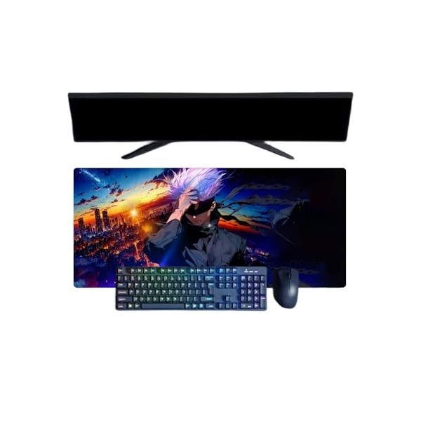 Jujutsu Kaisen Satoru Gojo Anime Tapis de Souris XXL, 800x300mm, Tapis de Souris Clavier Gaming imperméable et 3mm Base en Ca