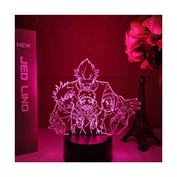 ItoNC Lampe Anime Satoru Gojo Team Light Jujutsu Kaisen Veilleuse LED pour Cadeau dAnniversaire Lampe Satoru Gojo Cadeaux d