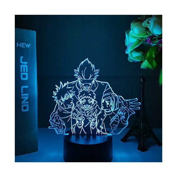 ItoNC Lampe Anime Satoru Gojo Team Light Jujutsu Kaisen Veilleuse LED pour Cadeau dAnniversaire Lampe Satoru Gojo Cadeaux d