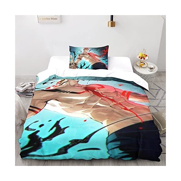 Jujutsu Kaisen Housse De Couette 3 Pièces Sukuna en Microfibre De Qualité Supérieure - Fermeture À Glissière Cachée Et Taies 