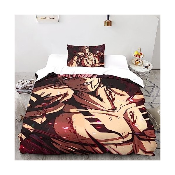 Jujutsu Kaisen Housse De Couette 3 Pièces Sukuna en Microfibre De Qualité Supérieure - Fermeture À Glissière Cachée Et Taies 