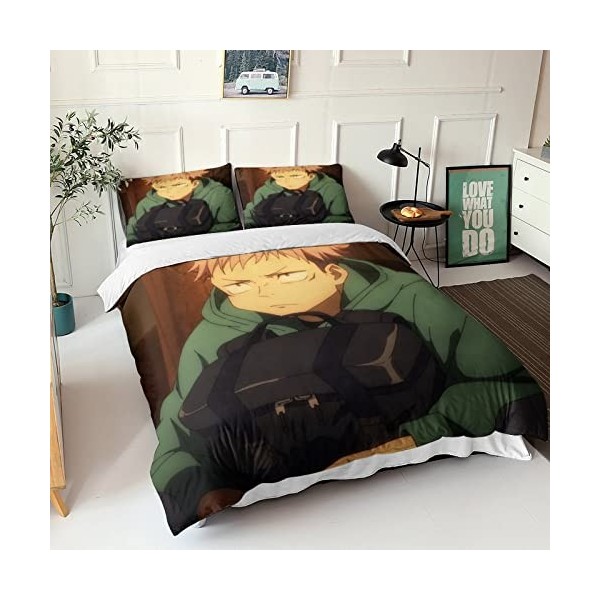 ELGISI Jujutsu Kaisen Housse De Couette Enfants Adultes Parure Lit 3D Satoru Gojo Sets Housse De Couette Microfibre 3 Pièces