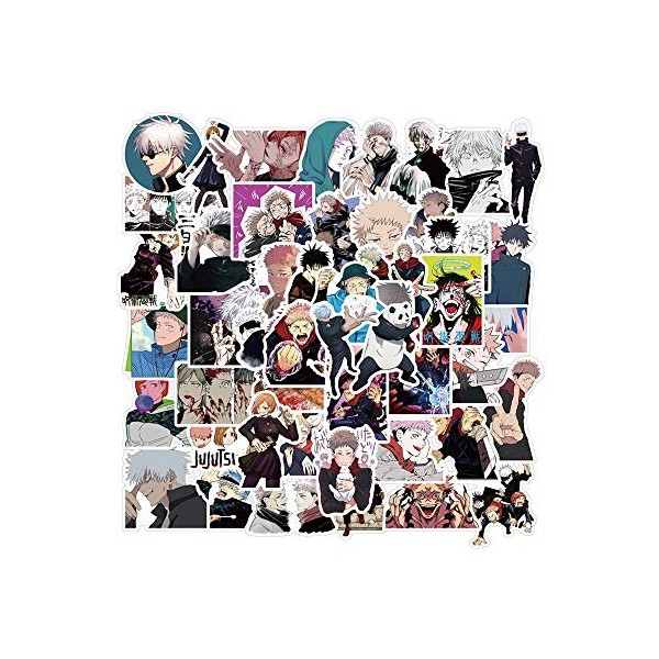 Jujutsu Kaisen Lot de 50 autocollants pour enfants Motif dessin animé animé pour ordinateur portable Bouteille deau Vélo Ska
