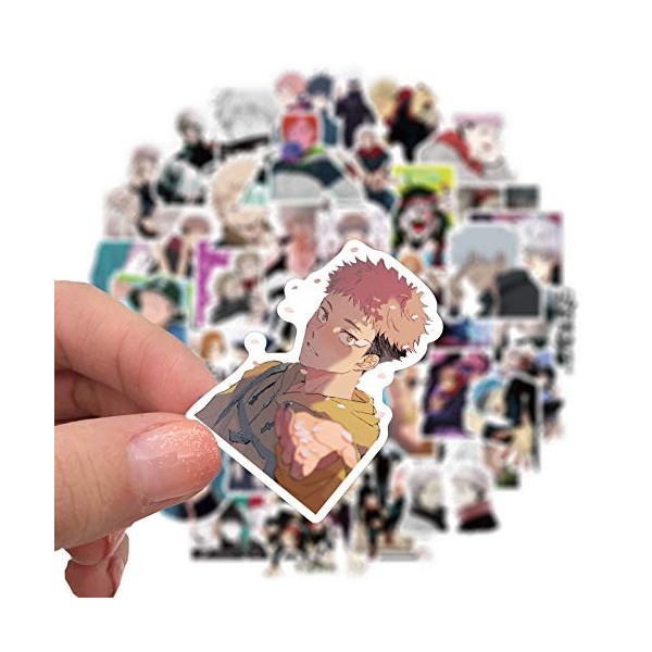 Jujutsu Kaisen Lot de 50 autocollants pour enfants Motif dessin animé animé pour ordinateur portable Bouteille deau Vélo Ska