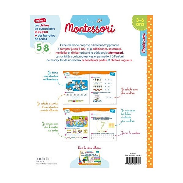 Montessori Japprends à compter jusquà 100 et à calculer 3-6 ans chiffres rugueux inclus 