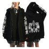 zhedu Jujutsu Kaisen Sweat À Capuche Zippé Imprimé Anime Harajuku Veste À Manches Longues Hip Hop Streetwear Zip Up Manteau S