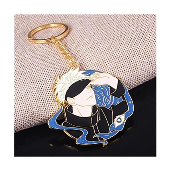 Ergugos Jujutsu Kaisen Porte-clés Anime Cool Dessin animé Figurine Gojo Satoru Émail Pendentif Cosplay Bijoux Cadeaux pour le