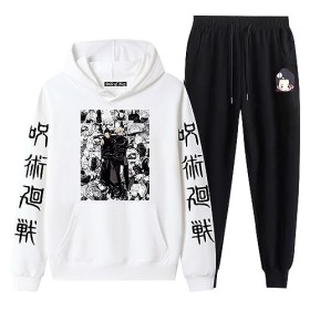acsewater Unisexe Anime Jujutsu Kaisen Hoodie Pantalon Survêtements Geto Suguru Sweat À Manches Longues Taille Élastique Pant