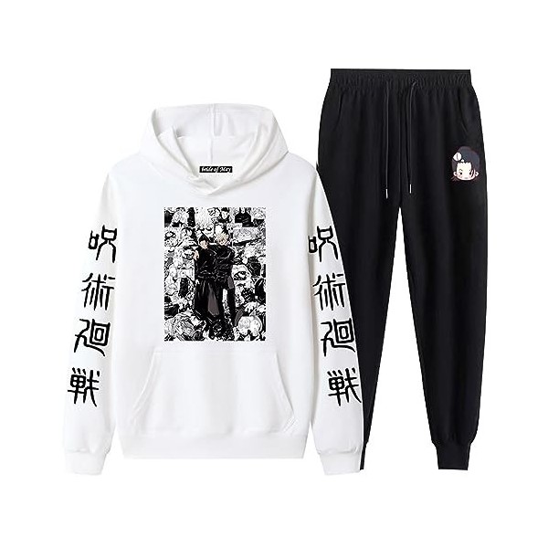 acsewater Unisexe Anime Jujutsu Kaisen Hoodie Pantalon Survêtements Geto Suguru Sweat À Manches Longues Taille Élastique Pant
