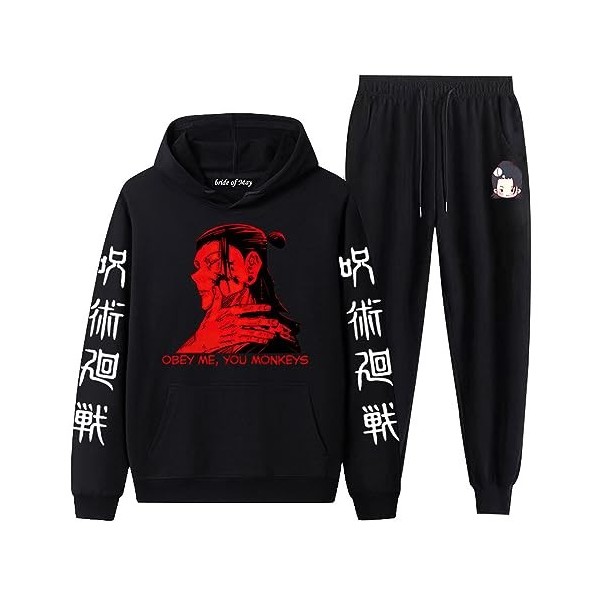 acsewater Unisexe Anime Jujutsu Kaisen Hoodie Pantalon Survêtements Geto Suguru Sweat À Manches Longues Taille Élastique Pant