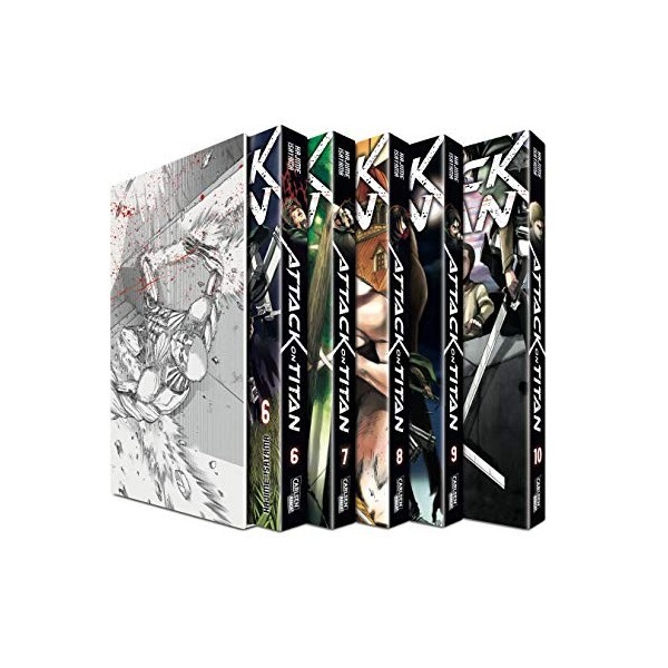 Attack on Titan, Bände 6-10 im Sammelschuber mit Extra: Atemberaubende Fantasy-Action im Kampf gegen grauenhafte Titanen