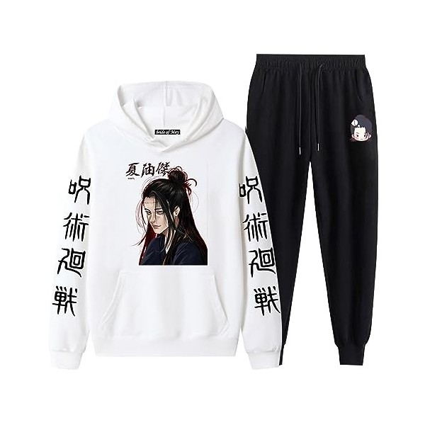 acsewater Unisexe Anime Jujutsu Kaisen Hoodie Pantalon Survêtements Geto Suguru Sweat À Manches Longues Taille Élastique Pant