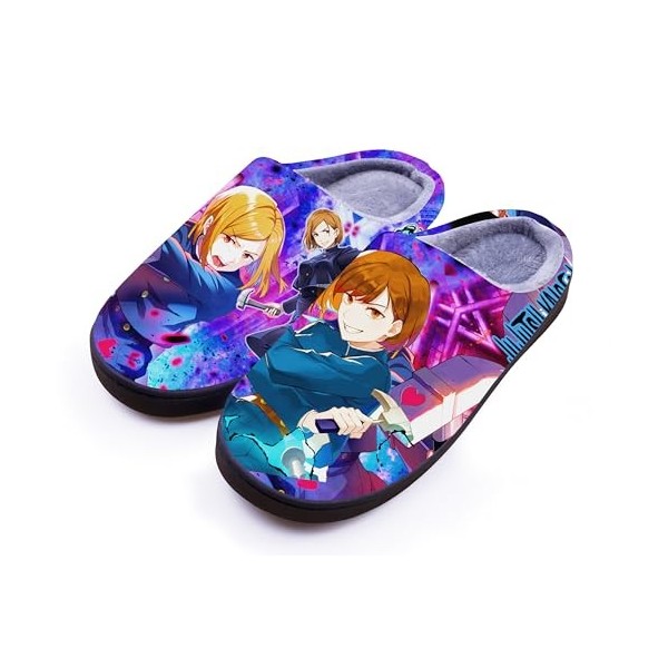 WANHONGYUE Jujutsu Kaisen Anime Pantoufles dhiver Peluche Chaude Maison Chaussons Femme Homme Pantoufles Intérieur Extérieur