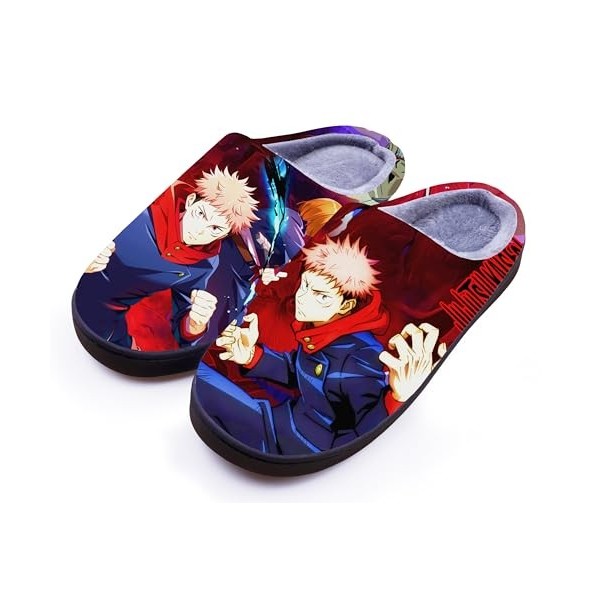 WANHONGYUE Jujutsu Kaisen Anime Pantoufles dhiver Peluche Chaude Maison Chaussons Femme Homme Pantoufles Intérieur Extérieur