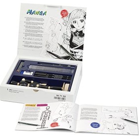 Faber-Castell Pitt Artist Pen Manga Advanced Set 167152 3 stylos à encre de Chine et accessoires, 8 pièces