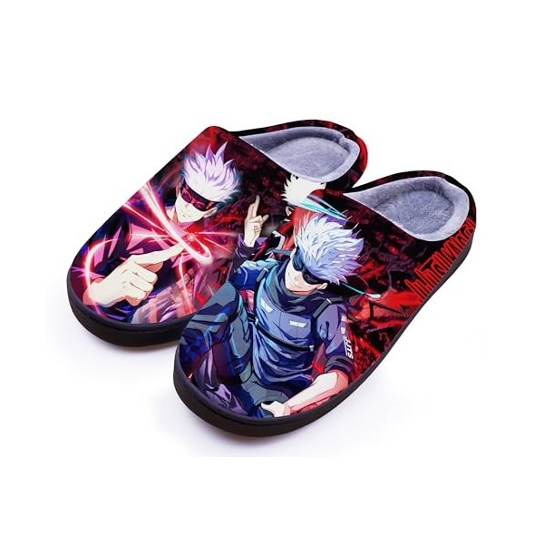 WANHONGYUE Jujutsu Kaisen Anime Pantoufles dhiver Peluche Chaude Maison Chaussons Femme Homme Pantoufles Intérieur Extérieur