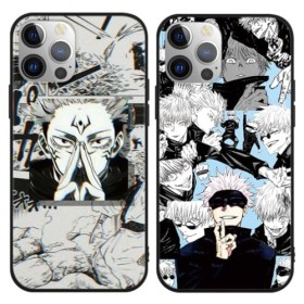 2 Pièces Coque pour iPhone 15 Pro Max 6.7 Anime Jujutsu Kaisen Hülle Gojo Satoru Itadori Yuji Manga 3D Imprimé Motiv Case D