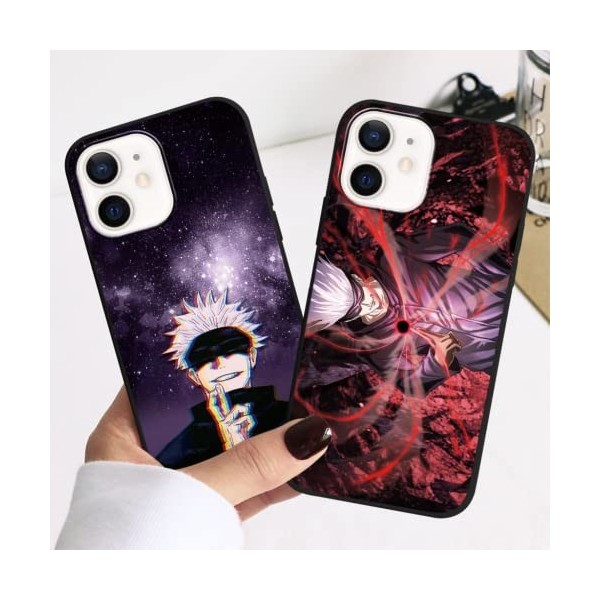 2 Pièces Coque pour iPhone 13 Pro Max 6.7 avec Anime Jujutsu Kaisen Gojo Satoru Itadori Yuji Manga 3D Imprimé Motiv Case Do