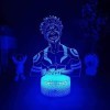 Lampe illusion 3D Yuji Itadori Jujutsu Kaisen -7 couleurs Lampe dimmable avec télécommande 3D LED veilleuse cadeau garçon fil