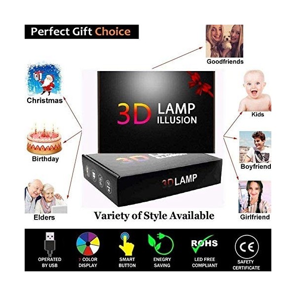 Lampe illusion 3D Yuji Itadori Jujutsu Kaisen -7 couleurs Lampe dimmable avec télécommande 3D LED veilleuse cadeau garçon fil