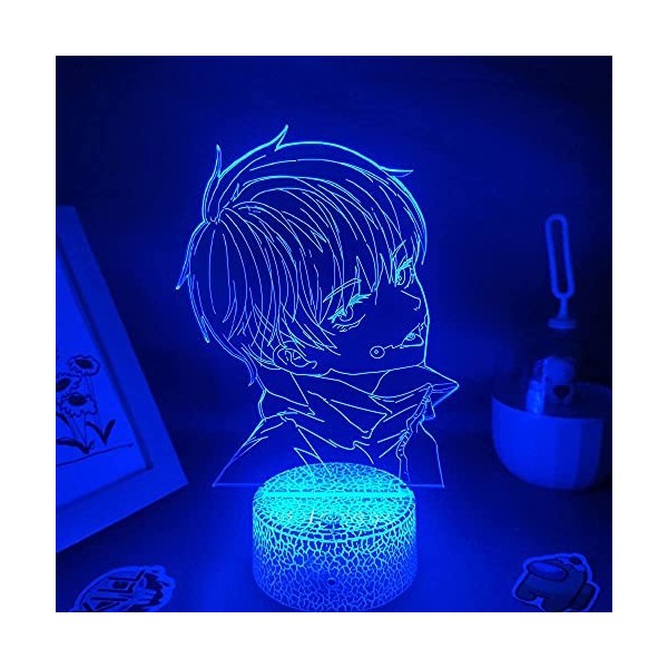 KJsdaADSA 3D Night Light Anime Illusion Jujutsu Kaisen Figure Inumaki Toge 3D LED Lampes à lave Veilleuses Chambre Table Déco
