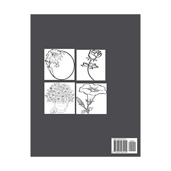 52 hermosas ilustraciones de flores para colorear: Flor Libro para Colorear Para Adultos, Cuadernos para colorear flores y ro