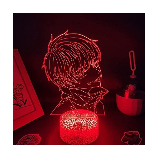 KJsdaADSA 3D Night Light Anime Illusion Jujutsu Kaisen Figure Inumaki Toge 3D LED Lampes à lave Veilleuses Chambre Table Déco