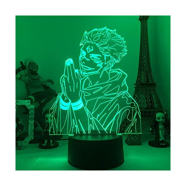 Anime Jujutsu Kaisen Ryomen Sukuna Lampe dillusion 3D Colorful RVB LED Night Night Light Chambre à coucher Décor Atmosphère 