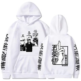 zhedu Jujutsu Kaisen Gojo Satoru Sweat à Capuche Imprimé Hommes Mode Hip Hop Hauts Pullover Poche ​Sweats Automne Cosplays à 