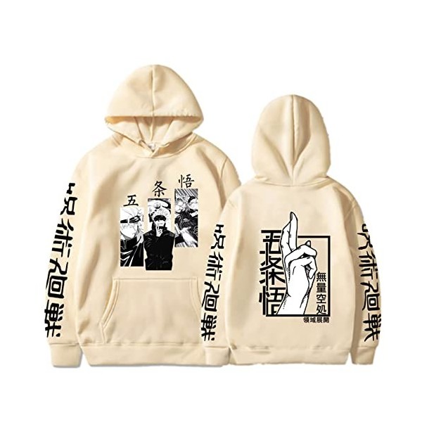zhedu Jujutsu Kaisen Gojo Satoru Sweat à Capuche Imprimé Hommes Mode Hip Hop Hauts Pullover Poche ​Sweats Automne Cosplays à 