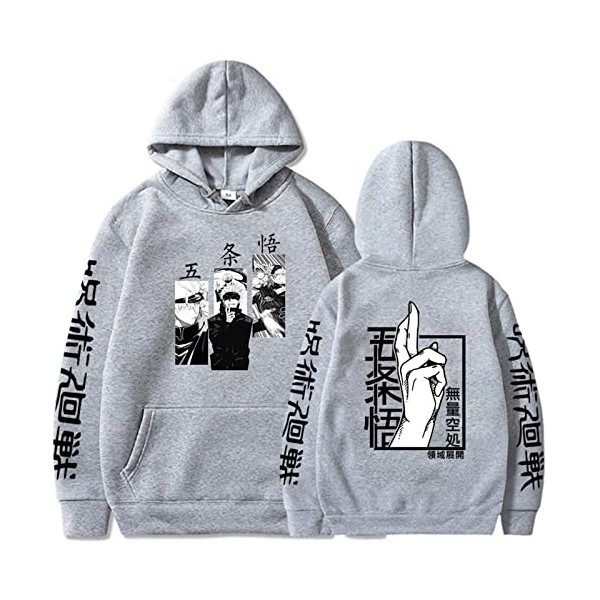 zhedu Jujutsu Kaisen Gojo Satoru Sweat à Capuche Imprimé Hommes Mode Hip Hop Hauts Pullover Poche ​Sweats Automne Cosplays à 
