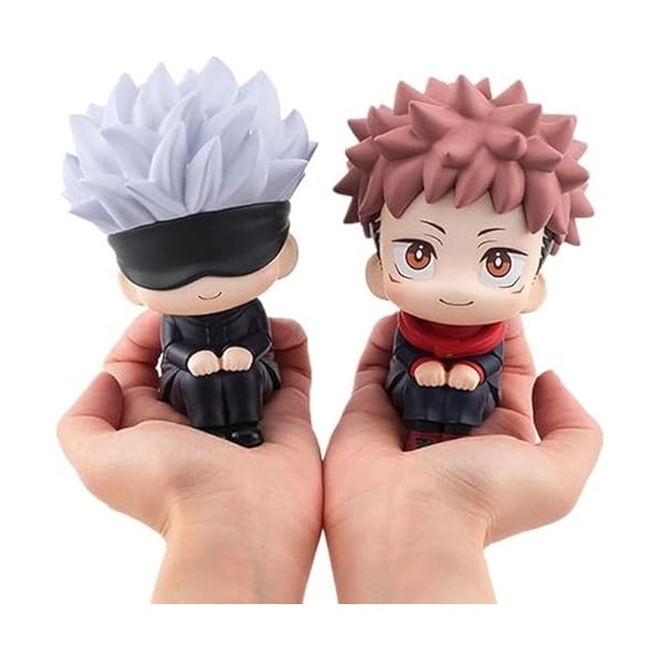 iFii Figurine Anime Jujutsu Kaisen Version Q 9 cm, Gojo Satoru assis Recherche en PVC Jouet Cadeaux Gojo Satoru 