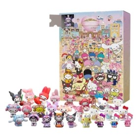 Calendrier de Lavent Enfant 2023, poupée dessin animé mignonne, compte à rebours de Noël 24 jours, figurines de chat à colle