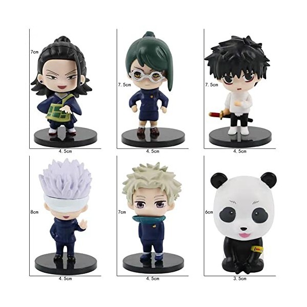 FABIIA 6Pcs / Set Jujutsu Kaisen Posture Debout Figume Getō Suguru/Gojō Satoru/Okkotsu Yūta Anime Action Figure Décoration Gâ