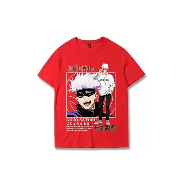 Anime Jujutsu Kaisen Gojo Satoru T-Shirt Unisexe Hommes T-Shirts à la Mode Femmes Tops à Manches Courtes Tee Shirt pour Adult