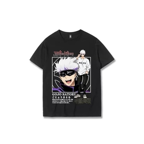 Anime Jujutsu Kaisen Gojo Satoru T-Shirt Unisexe Hommes T-Shirts à la Mode Femmes Tops à Manches Courtes Tee Shirt pour Adult