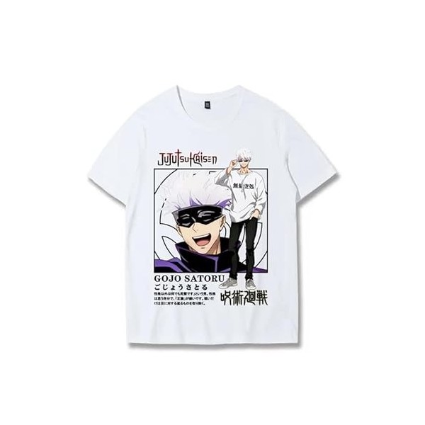 Anime Jujutsu Kaisen Gojo Satoru T-Shirt Unisexe Hommes T-Shirts à la Mode Femmes Tops à Manches Courtes Tee Shirt pour Adult