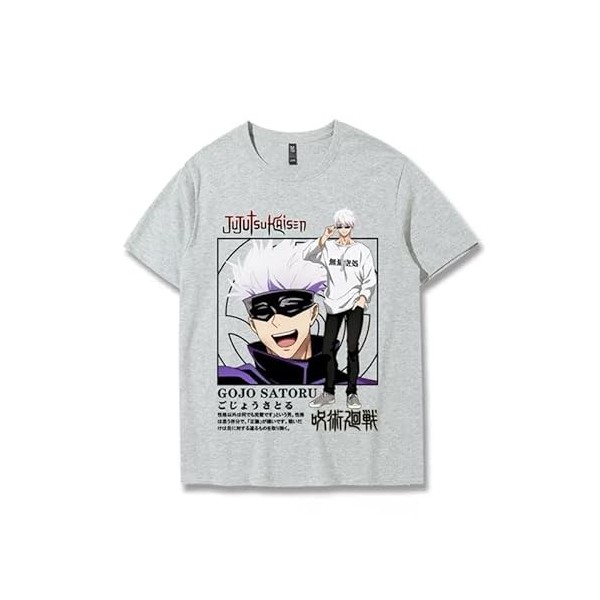 Anime Jujutsu Kaisen Gojo Satoru T-Shirt Unisexe Hommes T-Shirts à la Mode Femmes Tops à Manches Courtes Tee Shirt pour Adult