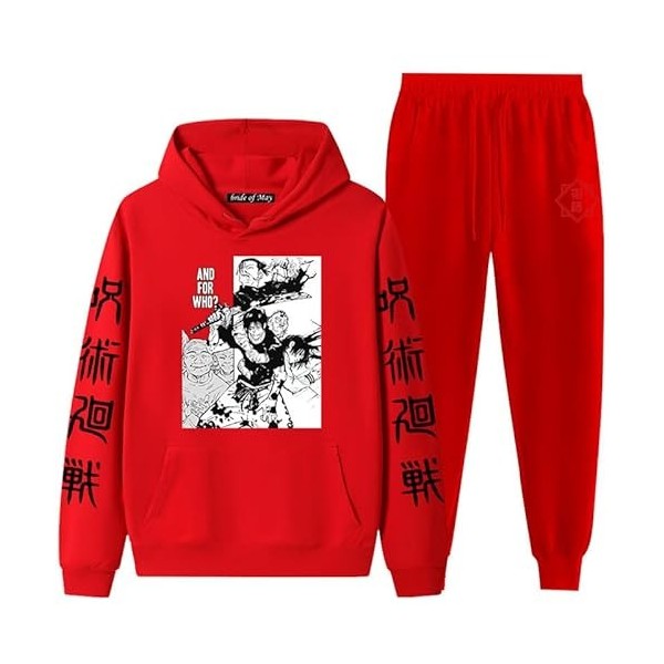 Jujutsu Kaisen Ensemble de survêtement pour Hommes Femmes Jujutsu Kaisen 3D imprimé à Capuche + Pantalon Jogger Deux pièces E