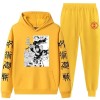 Jujutsu Kaisen Ensemble de survêtement pour Hommes Femmes Jujutsu Kaisen 3D imprimé à Capuche + Pantalon Jogger Deux pièces E