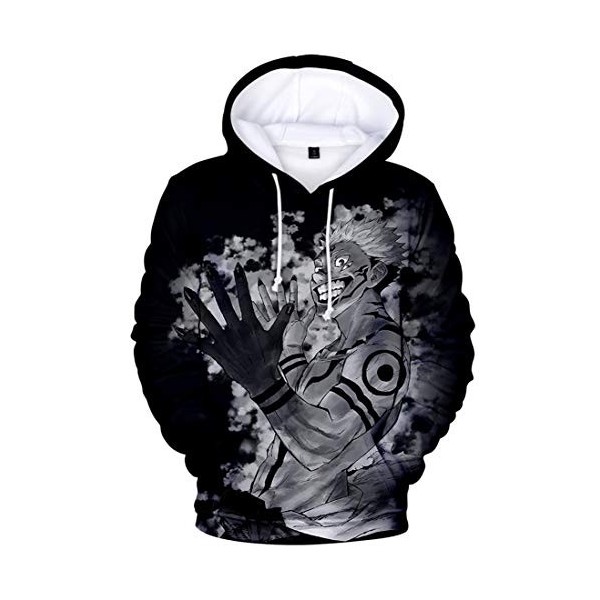 AMOMA Cosplay Anime Jujutsu Kaisen Sweats à Capuche Unisexe T-Shirts à Manches Longues Gojo 3D Impression Sweatshirt XS,Comic