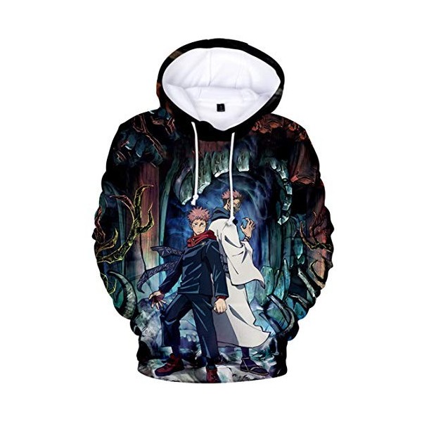 AMOMA Cosplay Anime Jujutsu Kaisen Sweats à Capuche Unisexe T-Shirts à Manches Longues Gojo 3D Impression Sweatshirt XS,Comic